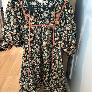 Entro women Floral Dress with Orange and Green